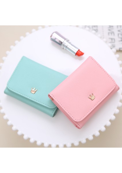 Moda Taç Kadın Cüzdan 2022 Yeni Pu Toka Kısa Cüzdan Öğrenci Demonte Bozuk Para Cüzdanı Sevimli Küçük Taze Üç Katlı Cüzdan (Yurt Dışından) fiyatları