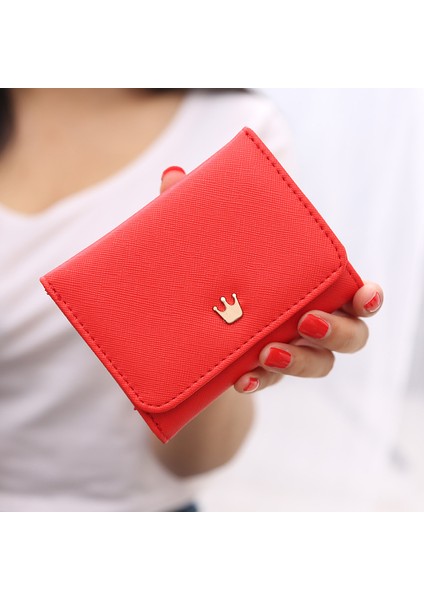 Moda Taç Kadın Cüzdan 2022 Yeni Pu Toka Kısa Cüzdan Öğrenci Demonte Bozuk Para Cüzdanı Sevimli Küçük Taze Üç Katlı Cüzdan (Yurt Dışından) indirimleri