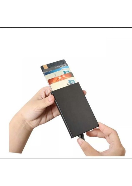 Otomatik Paslanmaz Çelik Kredi Kartı Tutucu Erkekler Ince Anti Korumalı Seyahat Kımlık Kartı Sahibi Kadın Rfid Cüzdan Metal Kasa Porte Carte (Yurt Dışından) modelleri
