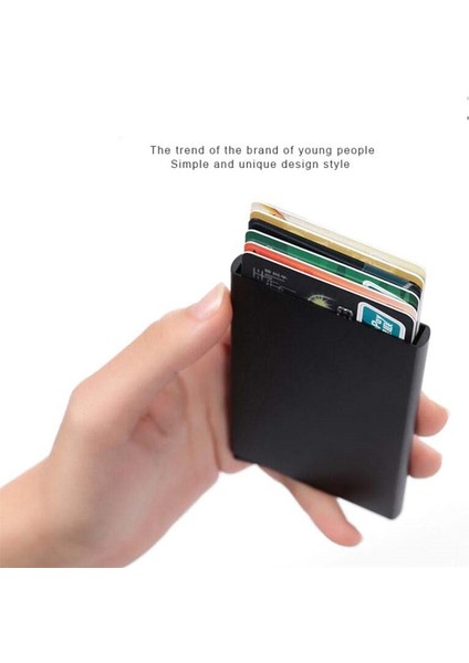 Otomatik Paslanmaz Çelik Kredi Kartı Tutucu Erkekler Ince Anti Korumalı Seyahat Kımlık Kartı Sahibi Kadın Rfid Cüzdan Metal Kasa Porte Carte (Yurt Dışından) fırsatları