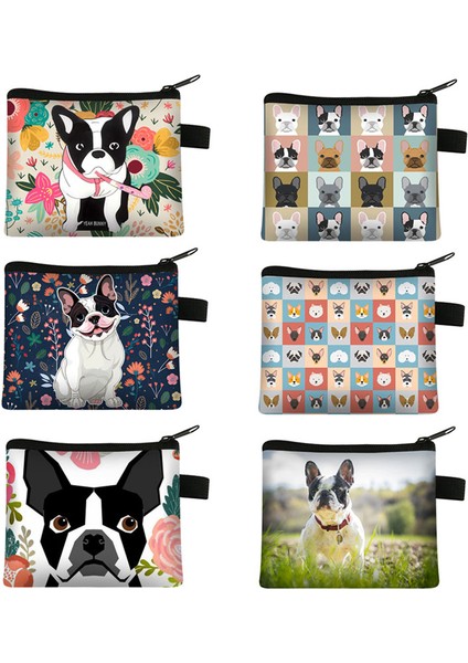 Sevimli Çiçek Bulldog Baskı Bozuk Para Cüzdanı Kadın Eğlence Çanta Erkek Cüzdan Bull Köpek Yavrusu Para Çantası Küçük Debriyaj Çocuklar Para Çantası Çanta (Yurt Dışından)