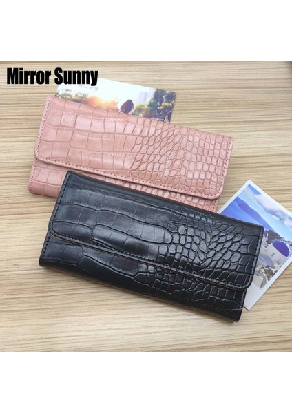 Taş Desen Cüzdan 2022 Büyük Kapasiteli Yeni Uzun Üç Katlı Öğrenci Çantası Moda Basit Kadın Çanta Bayanlar Kartlıklı Çanta (Yurt Dışından)