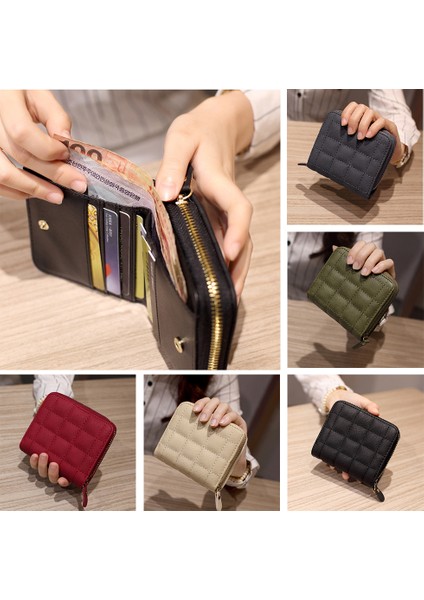 Kadın Mini Cüzdan Pu Deri Mizaç Ekose Çantalar Kart Taşınabilir Moda Kadın Küçük Bozuk Para Cüzdanı (Yurt Dışından)