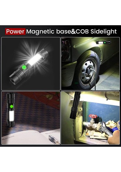LED Şarjlı El Feneri, Manyetik LED El Feneri, 1 Paket (Yurt Dışından)