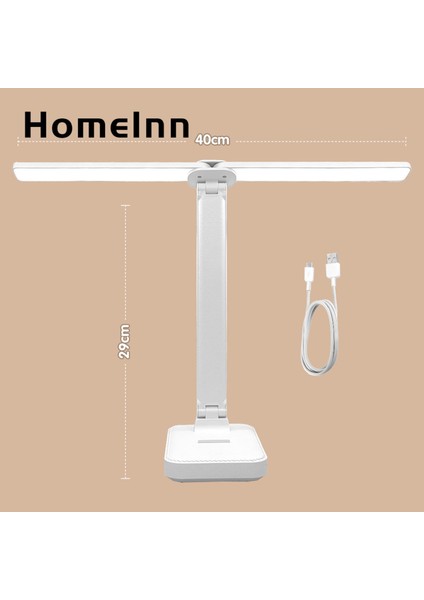 Homeınn Çift Kafalı Masa Lambası Parlaklık Ayarlanabilir USB Şarj Dokunmatik Kontrol Çift Kafalı Masa Lambası (Yurt Dışından)