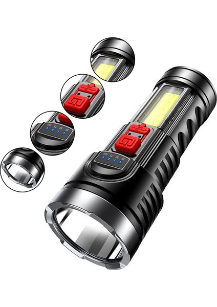 Modlu Uzun Mesafeli LED El Feneri USB Şarj Edilebilir LED Torch, Cob Sidelight Taşınabilir Spot Işığı ile (Yurt Dışından)