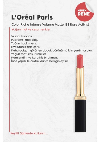 Loreal Paris Color Riche Intense Volume Matte - 188 Rose Activist