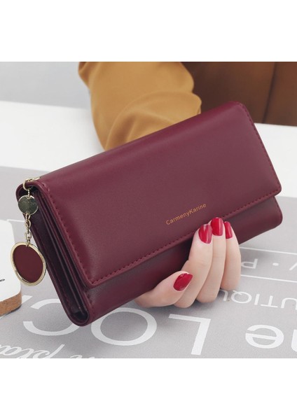 Yeni Moda Kadın Cüzdan Marka Mektup Uzun Üç Katlı Cüzdan Taze Deri Kadın Debriyaj Kart Sahibinin Cartera Mujer (Yurt Dışından)