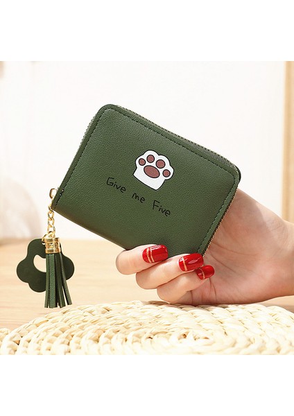 Süper Sevimli Kedi Paw Baskılar Püskül Kadın Cüzdan Kısa Deri Küçük Cüzdan Kadın Fermuar Bozuk Para Çantaları Para Kart Tutucu Çanta (Yurt Dışından) modelleri