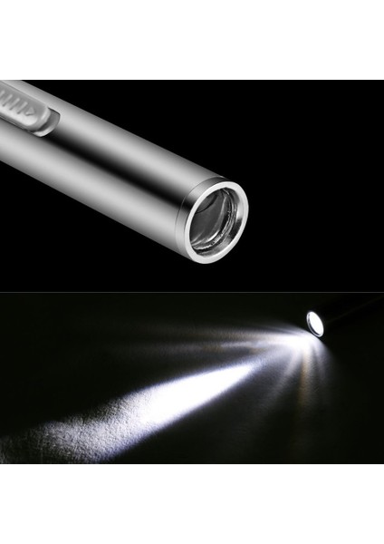 Tıbbi Kullanışlı Kalem Şekilli USB Şarj Edilebilir El Feneri Tıbbi Kullanım Için Klipsli Gümüş LED Torch (Yurt Dışından)