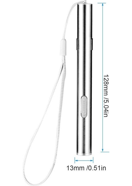 Tıbbi Kullanışlı Kalem Şekilli USB Şarj Edilebilir El Feneri Tıbbi Kullanım Için Klipsli Gümüş LED Torch (Yurt Dışından)