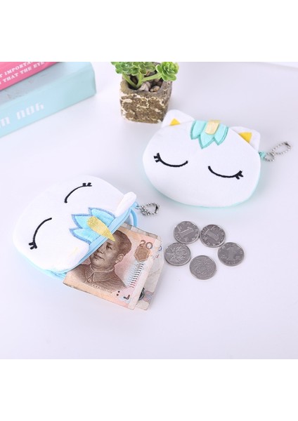 Fudeam Yumuşak Peluş Karikatür Unicorn Kadın Bozuk Para Cüzdanı Mini Sevimli Oval Fermuar Çocuk Kız Para Cüzdan Kartı USB Kablosu Çanta Anahtar Cüzdan (Yurt Dışından) fiyatları
