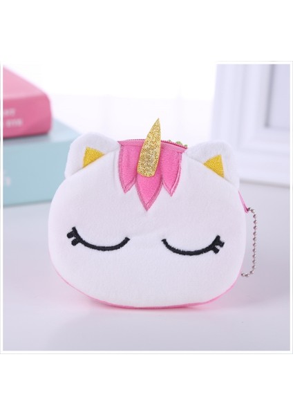 Fudeam Yumuşak Peluş Karikatür Unicorn Kadın Bozuk Para Cüzdanı Mini Sevimli Oval Fermuar Çocuk Kız Para Cüzdan Kartı USB Kablosu Çanta Anahtar Cüzdan (Yurt Dışından) modelleri