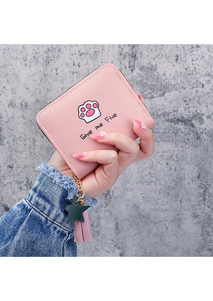 Mini Fermuar Cüzdan Kadın Karikatür Baskılı Kawaii Pu Deri Küçük Para Çantası Çanta Katlanabilir Depolama Püskül Gençler Kart Tutucu (Yurt Dışından) fiyatları