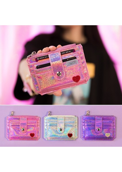 Pul Kredi Kartı Tutucu Kristal Renkli Çoklu Kart Ince Cüzdan Mini Sevimli Lazer Kalp Kız Öğrenci Otobüsü Kımlık Kartı Vaka Kart Sahibi (Yurt Dışından) modelleri