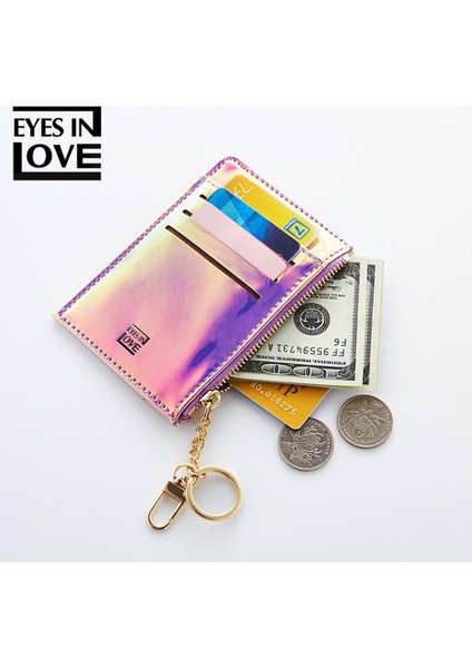 Eyesınlove 2018 Yeni Kadın Bozuk Para Cüzdanı Moda Lazer Deri Cüzdan Kadın Mini Kart Çantası Holografik Kadın Çantalar Cartera Mujer (Yurt Dışından)