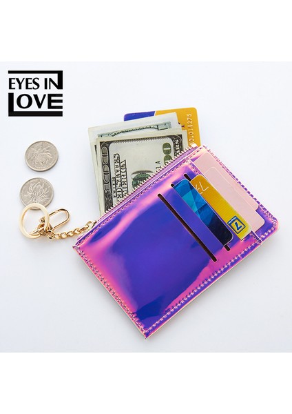 Eyesınlove 2018 Yeni Kadın Bozuk Para Cüzdanı Moda Lazer Deri Cüzdan Kadın Mini Kart Çantası Holografik Kadın Çantalar Cartera Mujer (Yurt Dışından) modelleri