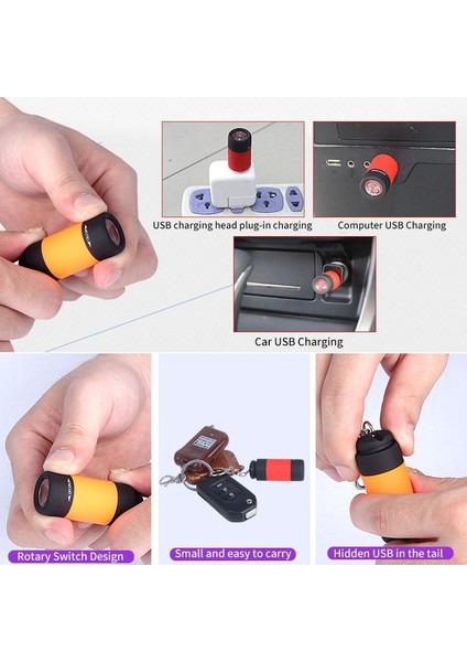 Mini LED El Feneri Anahtarlık Açık Cep Anahtarlık Torch Taşınabilir El Feneri Su Geçirmez USB Şarj Edilebilir Kamp El Fenerleri (Yurt Dışından) fırsatları