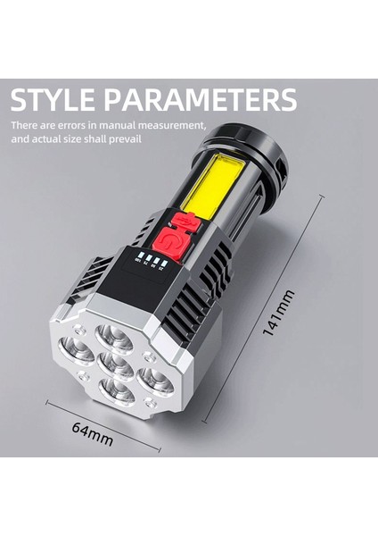 Açık Taşınabilir USB Şarj Edilebilir El Fenerleri 1200 Mah 4 Mod Flaş Işığı Cob Çalışma Lambası USB Şarj Edilebilir (Yurt Dışından)