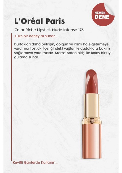Loreal Paris Color Riche Lipstick Nude Intense 176 fiyatları