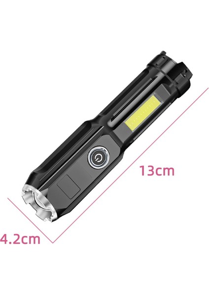 LED El Fenerleri USB Şarj Edilebilir Taşınabilir Mini Cob Torch Açık Kamp Işık Su Geçirmez Çalışma Işığı Flaş Işığı (Yurt Dışından)