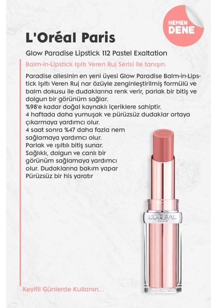 Loreal Paris Glow Paradise Lipstick 112 Pastel Exaltation