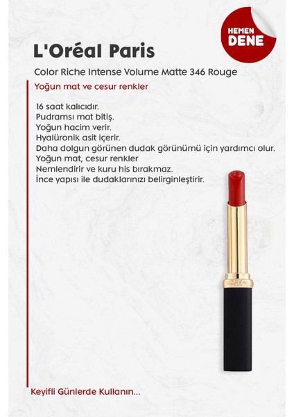 Loreal Paris Color Riche Intense Volume Matte - 346 Rouge Determination