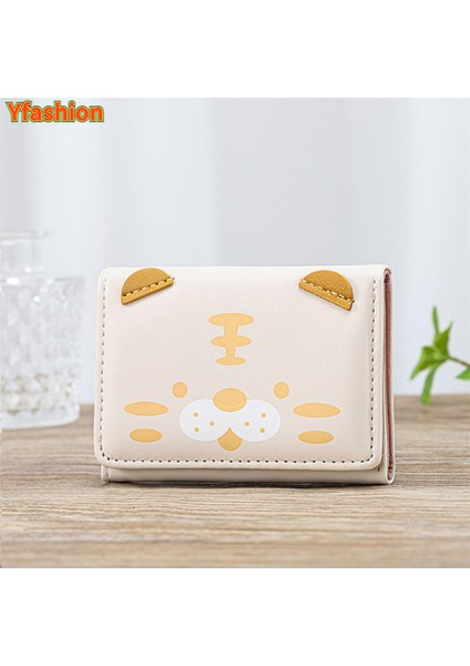 Yfashion Sevimli Kedi Küçük Cüzdan Kızlar Için Üç Katlı Çoklu Kart Yuvası Bozuk Para Cüzdanı Pu Deri Çok Renkli Cüzdan (Yurt Dışından)