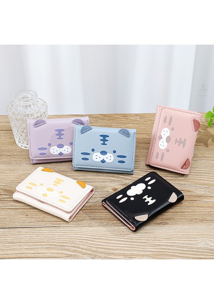 Yfashion Sevimli Kedi Küçük Cüzdan Kızlar Için Üç Katlı Çoklu Kart Yuvası Bozuk Para Cüzdanı Pu Deri Çok Renkli Cüzdan (Yurt Dışından) modelleri