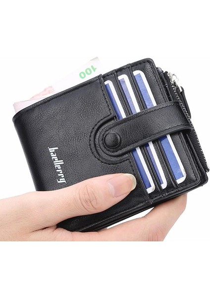 K9103 Erkekler Için Moda Oturumu Cüzdan Çok Fonksiyonlu Para Klipsi Rahat Erkek Deri Premium Kalite Kısa Bifold Fermuarlı Cüzdan Bozuk Para Cüzdanı Kart Sahibinin Fotoğrafı (Yurt Dışından) modelleri