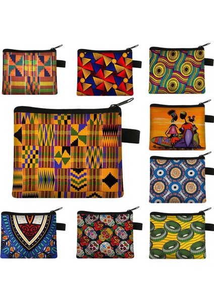 Afrika Baskı Kadın Anahtar Bozuk Para Cüzdanı Mini Sevimli Fermuar Kız Sikke Cüzdan Bayanlar Taşınabilir Cüzdan Afro Dansçı Kredi Kartı Torbalar (Yurt Dışından)