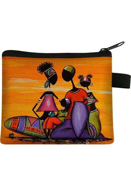 Afrika Baskı Kadın Anahtar Bozuk Para Cüzdanı Mini Sevimli Fermuar Kız Sikke Cüzdan Bayanlar Taşınabilir Cüzdan Afro Dansçı Kredi Kartı Torbalar (Yurt Dışından) fırsatları