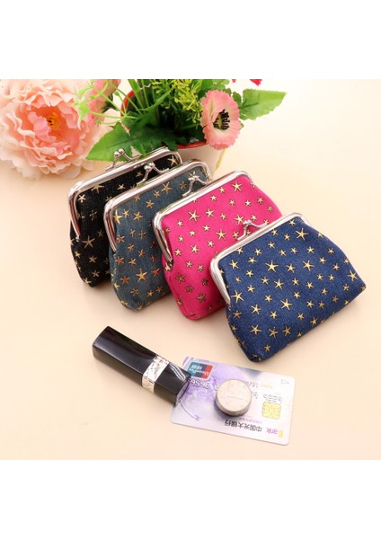 Kadın Denim Kumaş Bozuk Para Çantaları Bayanlar Yıldız Desen Mini Cüzdan Kadın Çile Debriyaj Çanta Kart Tutucu Ruj Depolama Hediye (Yurt Dışından) fiyatları