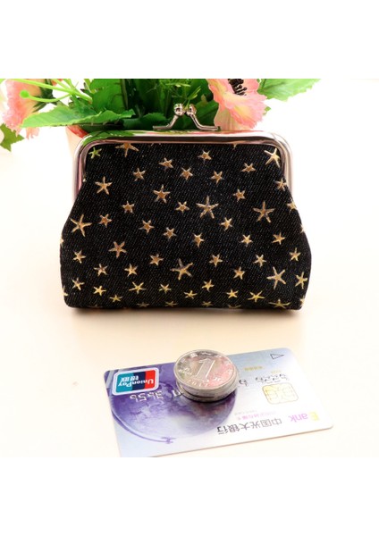 Kadın Denim Kumaş Bozuk Para Çantaları Bayanlar Yıldız Desen Mini Cüzdan Kadın Çile Debriyaj Çanta Kart Tutucu Ruj Depolama Hediye (Yurt Dışından) indirimleri