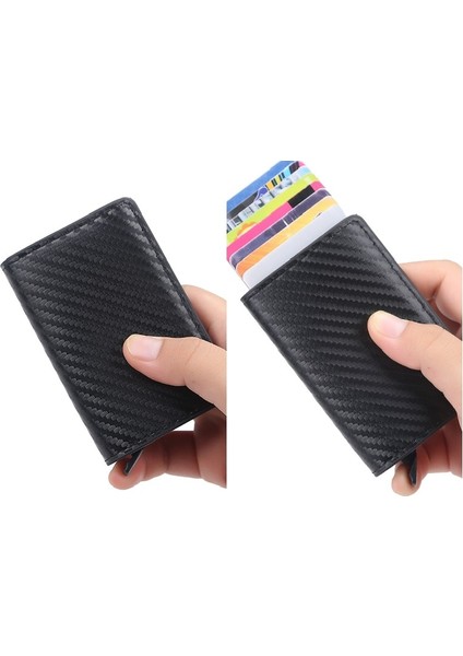 Erkekler Kredi Kartı Tutucu Erkek Cüzdan Yeni Karbon Fiber Rfıd Engelleme Deri Banka Kartı Durumda Kart Sahibi Koruma Çanta Kadınlar Için (Yurt Dışından)