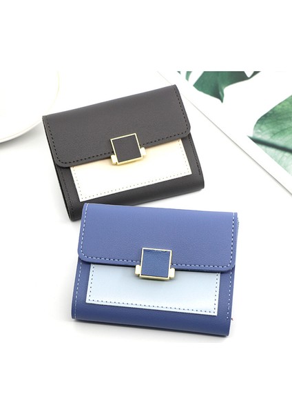 Kısa Kadın Cüzdan Moda Kare Debriyaj Para Kredi Çoklu Kart Sahipleri Metal Toka Üç Katlı Bayanlar Bozuk Para Cüzdanı Carteras (Yurt Dışından) modelleri