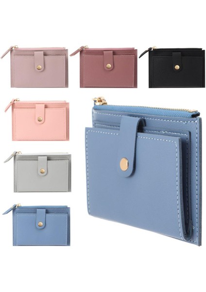Kadın Moda Küçük Cüzdan Çanta Düz Renk Pu Deri Mini Bozuk Para Cüzdanı Cüzdan Kredi Kartı Tutucu Çanta Fermuarlı Bozuk Para Cüzdanı (Yurt Dışından)