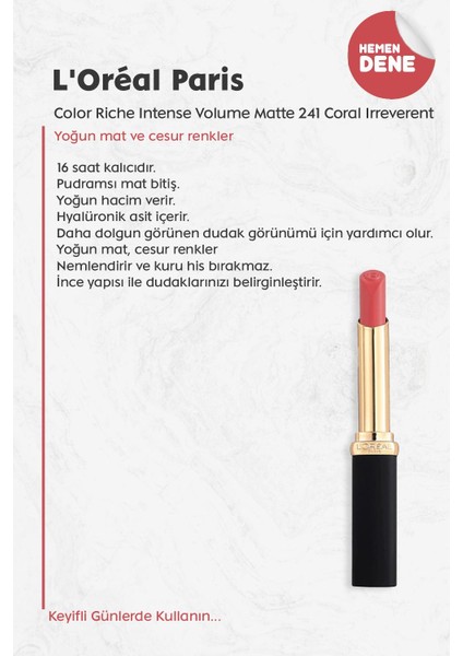 Loreal Paris Color Riche Intense Volume Matte - 241 Coral Irreverent