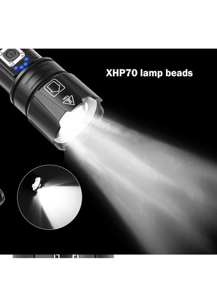 XHP70 LED 5 Modlu Karartma Yüksek Parlaklık USB Şarjlı El Feneri (Yurt Dışından)