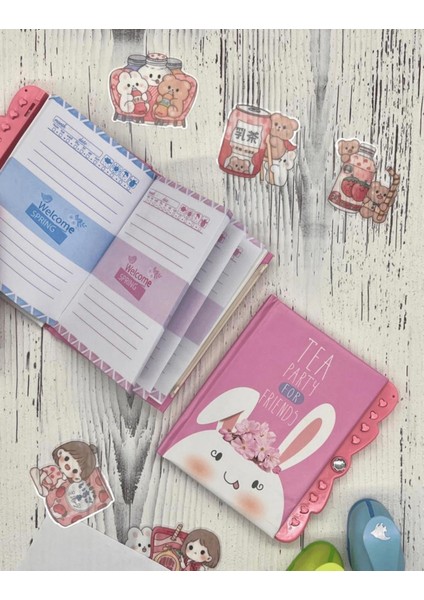 Sevimli Tavşan Desenli Şifreli Özel Tasarım Defter/ Notebook / Ajanda / Bullet Journal fiyatları