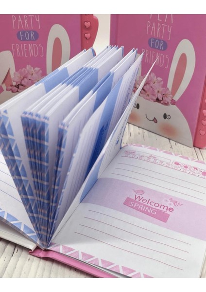 Sevimli Tavşan Desenli Şifreli Özel Tasarım Defter/ Notebook / Ajanda / Bullet Journal modelleri