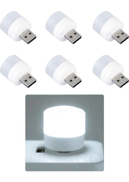 Güncelçarşı 6 Adet Taşınabilir USB Mini LED Lamba, Mini Gece Lambası, Kitap Okuma Lambası, Loş Ortam Işığı