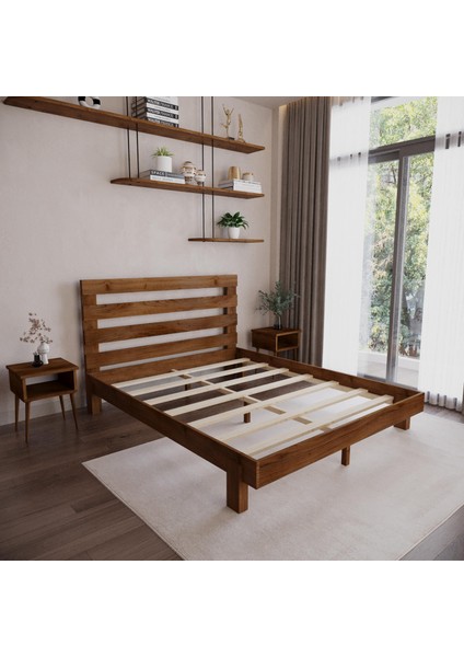 Urban New Model Ceviz Renk Çam Ahşap Karyola