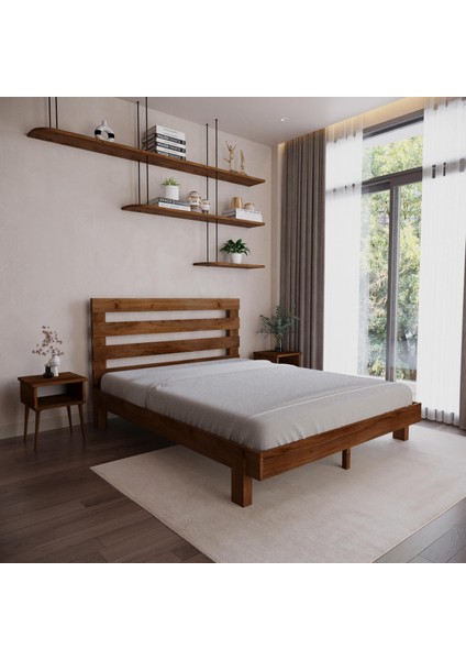Urban New Model Ceviz Renk Çam Ahşap Karyola