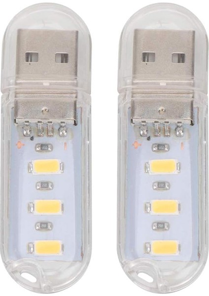 Güncelçarşı 2 Adet Taşınabilir 3 LED USB Lamba, Mini Gece Lambası, Kitap Okuma Lambası, Loş Ortam Işığı