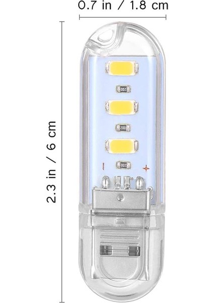 Güncelçarşı 2 Adet Taşınabilir 3 LED USB Lamba, Mini Gece Lambası, Kitap Okuma Lambası, Loş Ortam Işığı