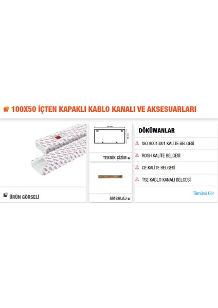 Microcent 100X50 mm Kablo Kanalı Içten Kapaklı APSK-100050 (2mt)