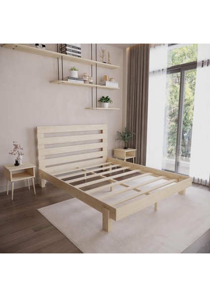 Urban New Model Doğal Çam Ahşap Karyola