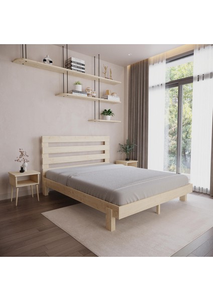 Urban New Model Doğal Çam Ahşap Karyola