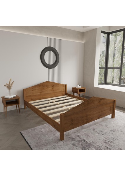 Milano Model Ceviz Renk Çam Ahşap Karyola